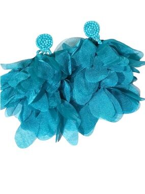 Blue Exaggerated Petal Earrings